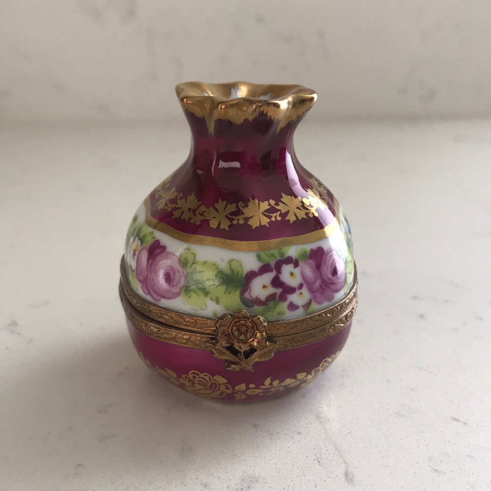 Limoges Red Perfume Bottle trinket box
